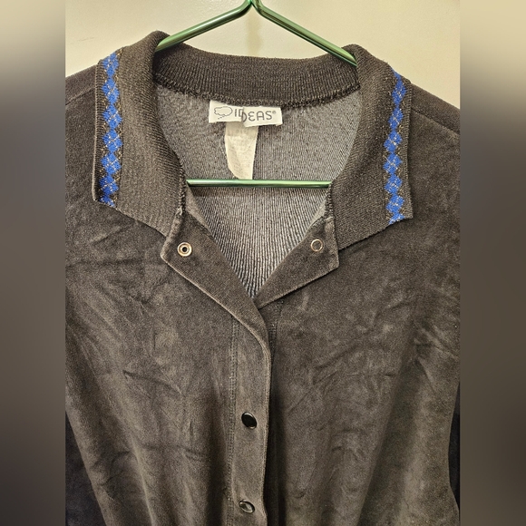 Vintage - 80's IDEAS Velour Black Jumpsuit Romper - Size L - Picture 6 of 9